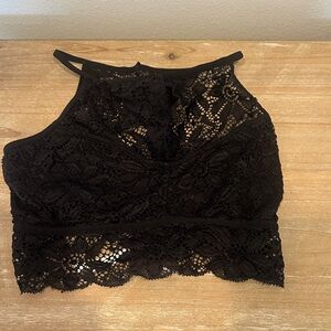 Zenana Outfitters Black Lace Crop Top